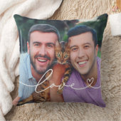 ハート写真と白いスクリプトで愛カスタムする クッション (ブランケット)