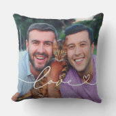 ハート写真と白いスクリプトで愛カスタムする クッション (正面)