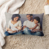 ハート写真と白いスクリプトで愛カスタムする ランバークッション (ブランケット)