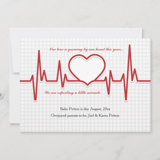 ハート写真の妊娠告知の殴打 案内状 (正面)