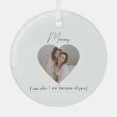 ハート写真カスタムとMomへのメッセージの贈り物 –  ガラスオーナメント (正面)