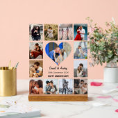 ハート写真コラージュの記念日ギフトのパーソナライズ アクリルサイン (ウェディング)