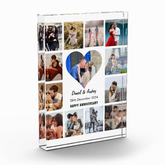ハート写真コラージュの記念日ギフトのパーソナライズ フォトブロック (左)