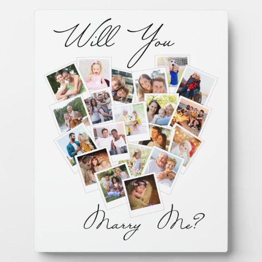 ハート写真コラージュは私のスクリプトと結婚する フォトプラーク (正面)