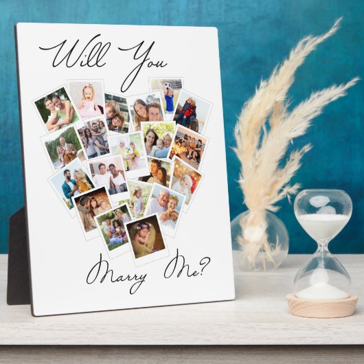 ハート写真コラージュは私のスクリプトと結婚する フォトプラーク (側面)