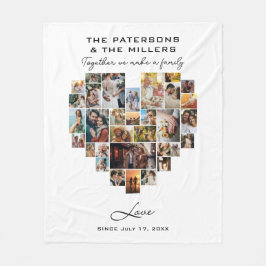 ハート写真コラージュ家族の記念日 フリースブランケット