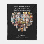 ハート写真コラージュ家族の記念日 フリースブランケット (正面)