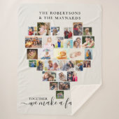 ハート写真コラージュ家族を作る シェルパブランケット (正面)