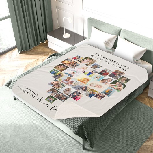 ハート写真コラージュ家族を作る シェルパブランケット