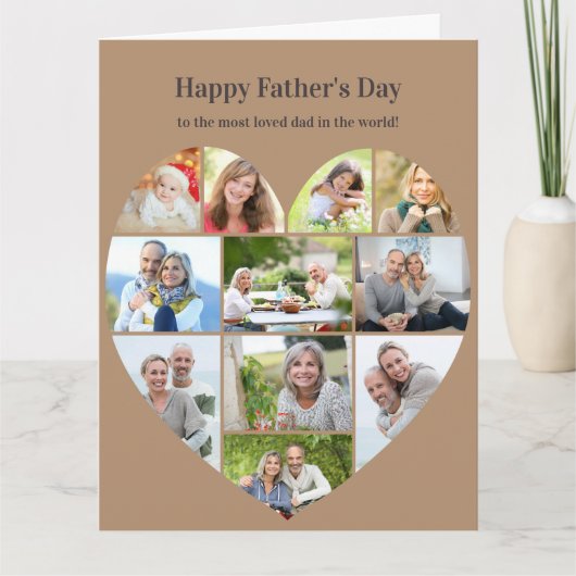 ハート写真コラージュ11写真の父の日 カード (正面)