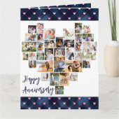 ハート写真コラージュ36写真の愛のハート記念日 カード (正面)