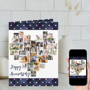 ハート写真コラージュ36写真の愛のハート記念日 カード