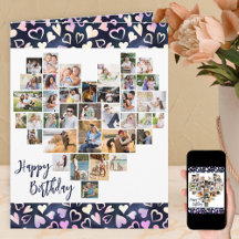 ハート写真コラージュ36枚ハート任意の年齢誕生日