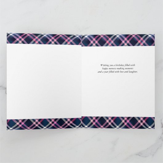 ハート写真コラージュ36 Pic Plaid任意の年齢誕生日 カード (内部)