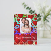 ハート写真テンプレートバレンタインデー シーズンポストカード (スタンド正面)