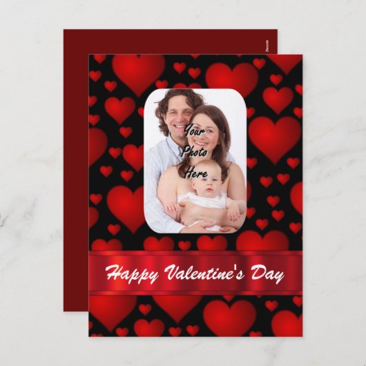 ハート写真テンプレートバレンタインデー シーズンポストカード (正面/裏面)