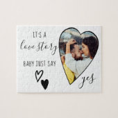 ハート写真プロポーズラブストーリーセーYes ジグソーパズル (横)