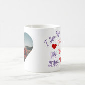 ハート写真:紫と赤の愛のメッセージ コーヒーマグカップ (中央)