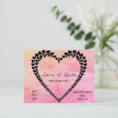 ハート別ハートピンク水彩はがき ポストカード (スタンド正面)