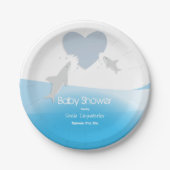 ハート刺し |ベビーシャワー紙プレート ペーパープレート (正面)