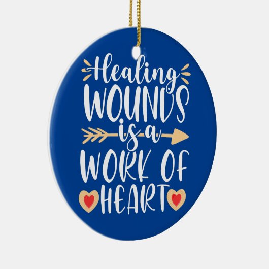 ハート創傷看護RNの治気に療作業 セラミックオーナメント (右)