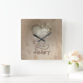 ハート勇気付けられるグランジ、 スクエア壁時計 (ホーム)