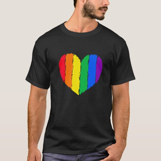 ハート動揺してLgbtqゲイ権利誇りを持ったプライド雨 Tシャツ (正面)