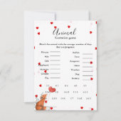 ハート動物の妊娠ゲーム赤ちゃんシャワーゲームカード 招待状 (正面)