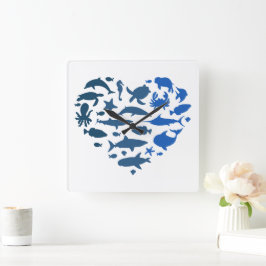 ハート動物 スクエア壁時計