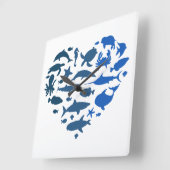 ハート動物 スクエア壁時計 (傾斜)