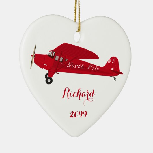 ハート北極飛行機クリスマスオーナメント セラミックオーナメント (右)