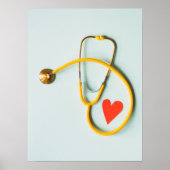 ハート医用シンプルデザイン付き聴診器 ポスター (正面)