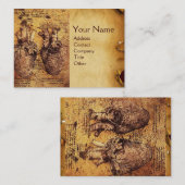 ハート及びその血管アンティーク分娩 名刺 (正面/裏面)