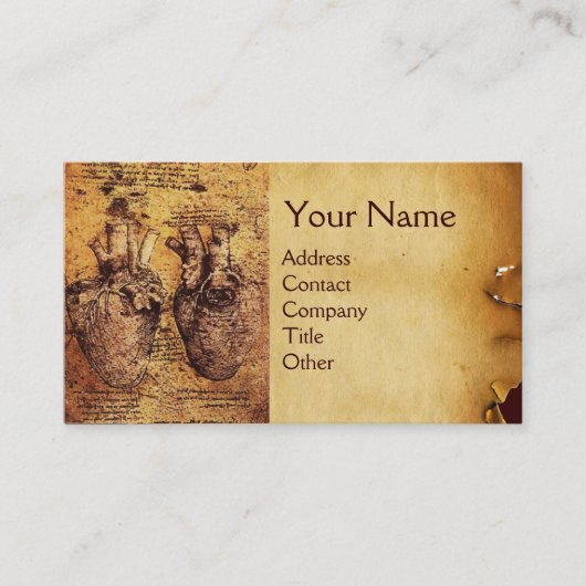 ハート及びその血管アンティーク分娩 名刺 (正面)