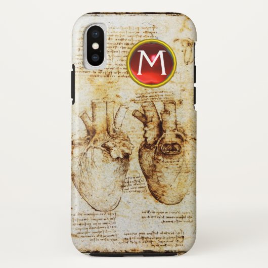 ハート及びその血管パーチメントジェムモノグラム Case-Mate iPhoneケース (裏面)