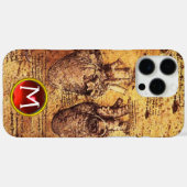ハート及びその血管パーチメントジェムモノグラム Case-Mate iPhoneケース (裏面 (横))