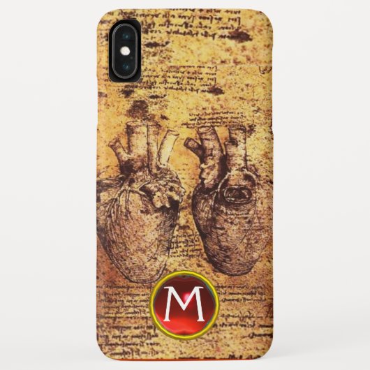 ハート及びその血管パーチメントジェムモノグラム Case-Mate iPhoneケース (裏面)