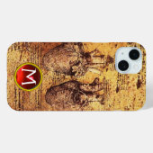 ハート及びその血管パーチメントジェムモノグラム Case-Mate iPhoneケース (裏面 (横))