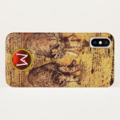 ハート及びその血管パーチメントジェムモノグラム Case-Mate iPhoneケース (裏面(横))