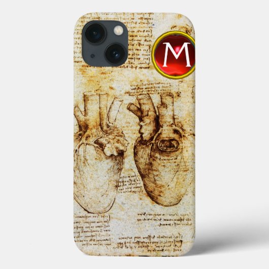 ハート及びその血管パーチメントジェムモノグラム Case-Mate iPhoneケース (裏面)
