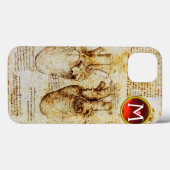 ハート及びその血管パーチメントジェムモノグラム Case-Mate iPhoneケース (裏面 (横))