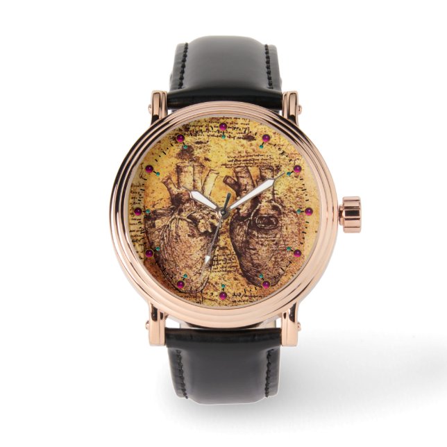 ハート及びその血管パーチメント 腕時計 (正面)