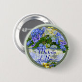ハート及びアジサイの~の結婚式ボタンかPin 缶バッジ (正面&裏面)