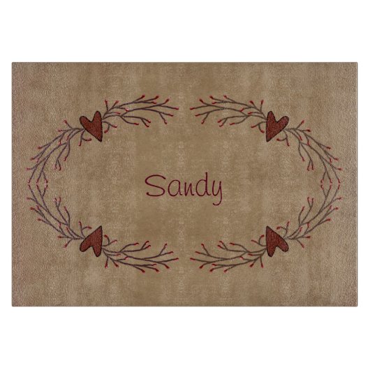 ハート及びピップベリーガラス切断板 カッティングボード (正面)