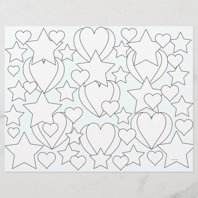 ハート及び星着色シートランチョンマット (正面)