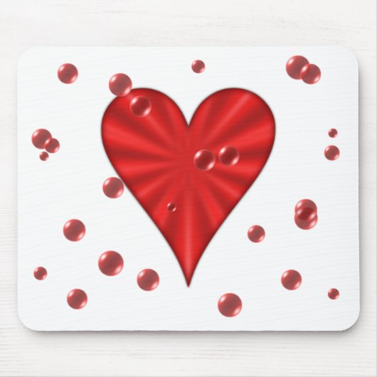ハート及び泡(白い) マウスパッド (正面)