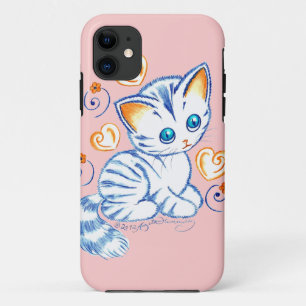 ハート及び渦巻の子ネコ iPhone 11 ケース