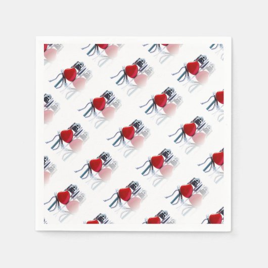 ハート及び聴診器パーティー スタンダードカクテルナプキン (正面)