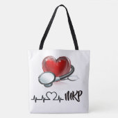 ハート及び聴診器大型モノグラムトート トートバッグ (正面)