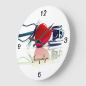 ハート及び聴診器 ラージ壁時計 (傾斜)